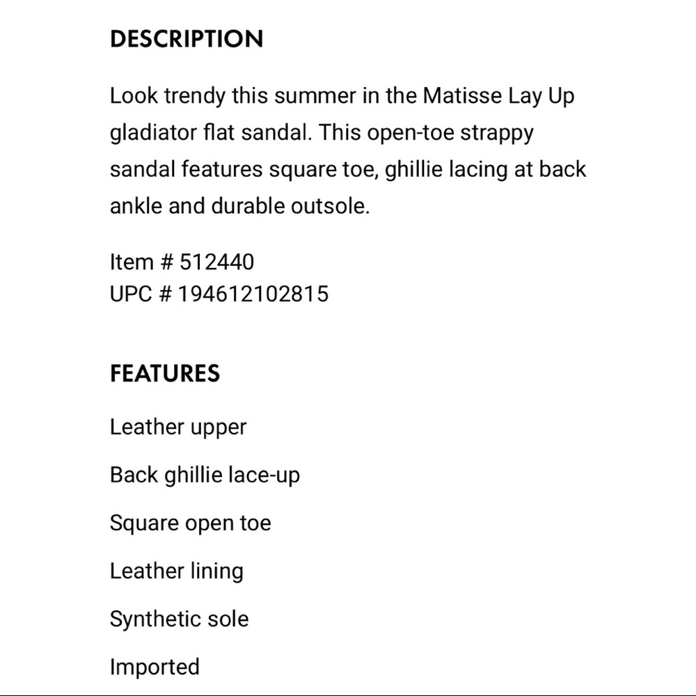 NIB Matisse Sunnie Gladiator Leather Sandal Black - Picture 8 of 16